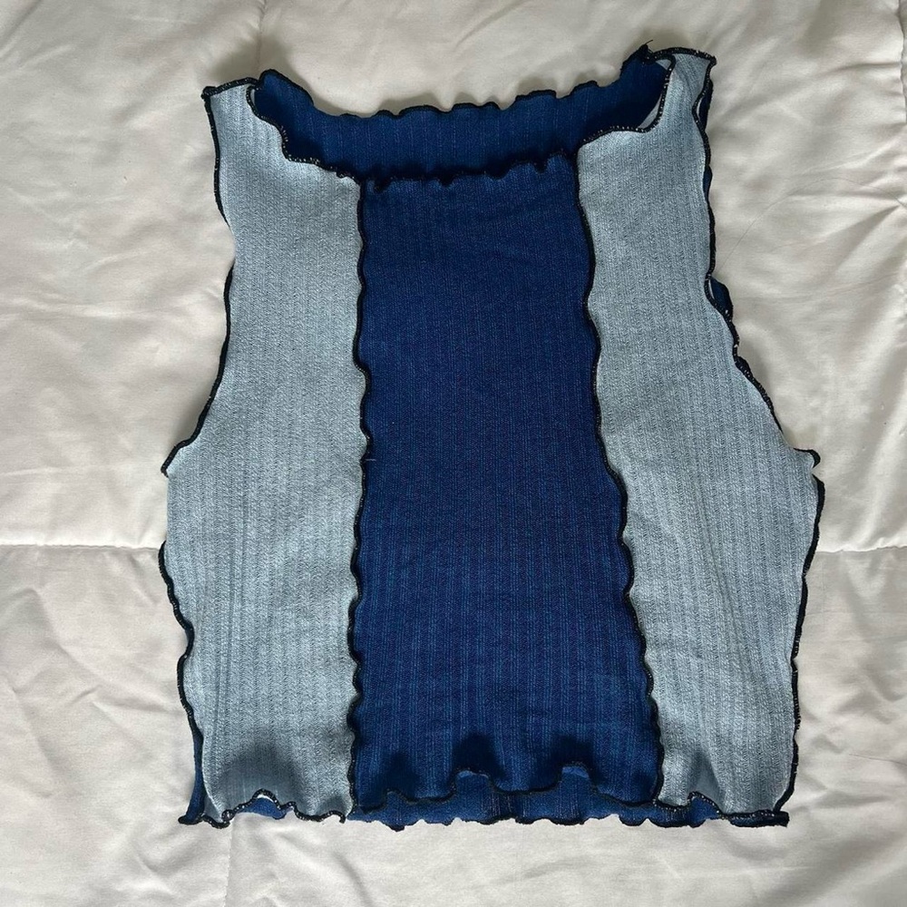 Blue Ruffle Crop Top